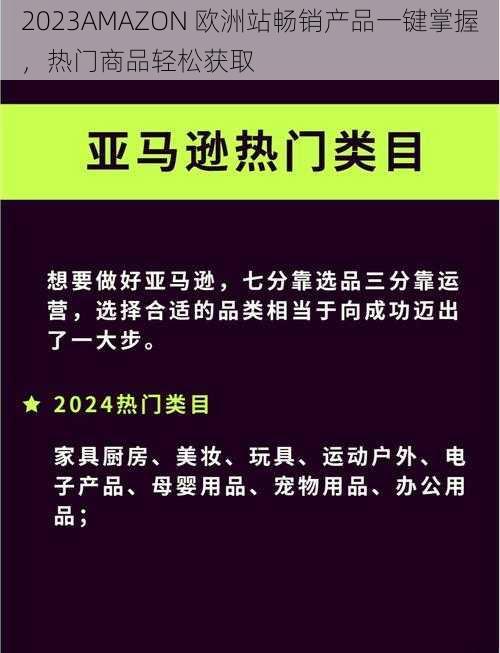 2023AMAZON 欧洲站畅销产品一键掌握，热门商品轻松获取