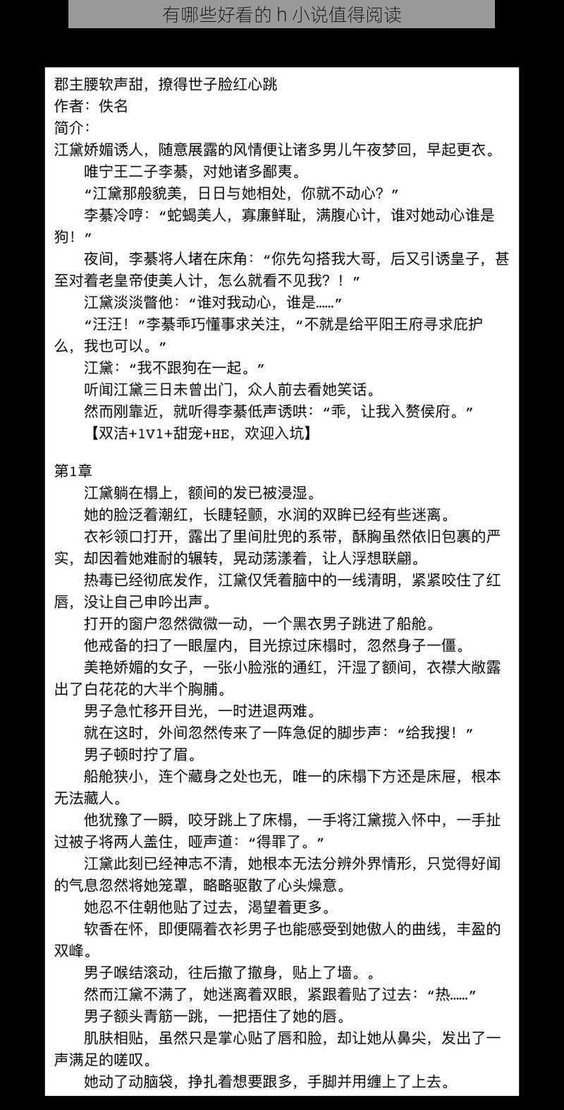 有哪些好看的 h 小说值得阅读