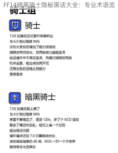 FF14暗黑骑士隐秘黑话大全：专业术语览