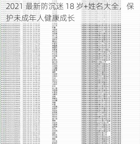 2021 最新防沉迷 18 岁+姓名大全，保护未成年人健康成长