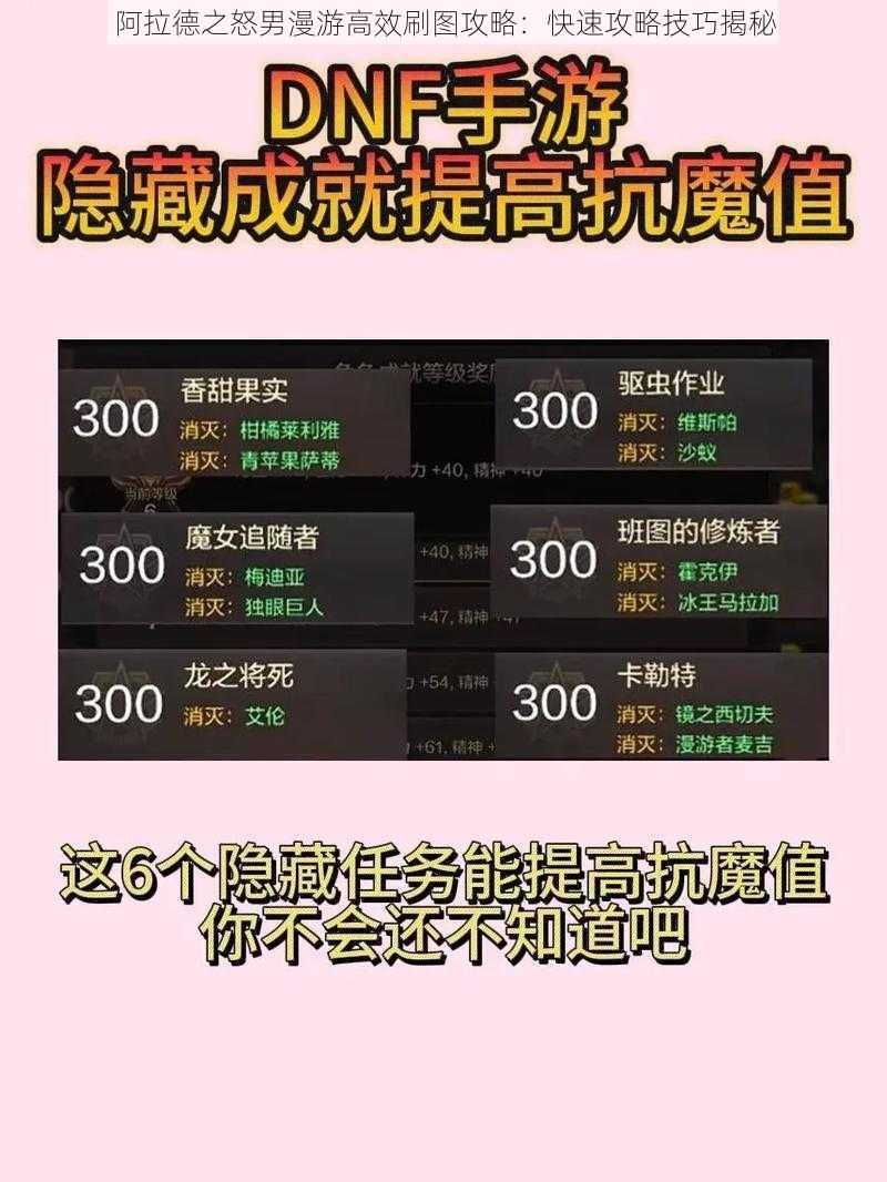 阿拉德之怒男漫游高效刷图攻略：快速攻略技巧揭秘