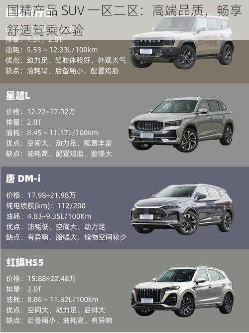 国精产品 SUV 一区二区：高端品质，畅享舒适驾乘体验