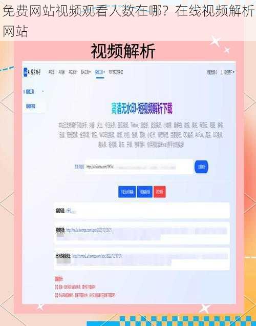 免费网站视频观看人数在哪？在线视频解析网站