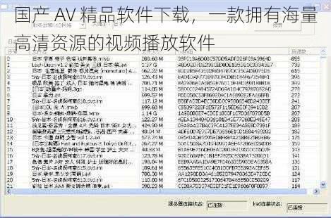 国产 AV 精品软件下载，一款拥有海量高清资源的视频播放软件